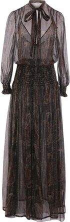 Saint Laurent Brown Abstract-pattern Print Dress