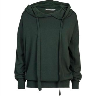 Summum Womens Basic Knit Hooded Sweater In Deep Green
