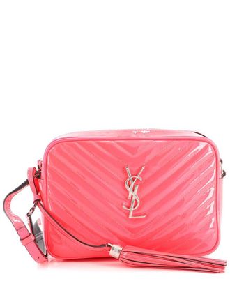 Saint Laurent Pink Matelasse Chevron Patent Leather Lou Camera Bag Small (Authentic Pre-Loved)