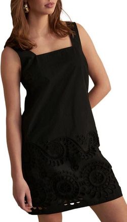 Next Cutwork Sleeveless Cotton Minidress in Black at Nordstrom, Size 6 Us
