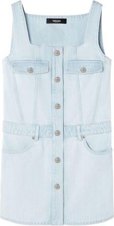 Versace Medusa-buttons denim minidress - women - Cotton - 40 - Blue