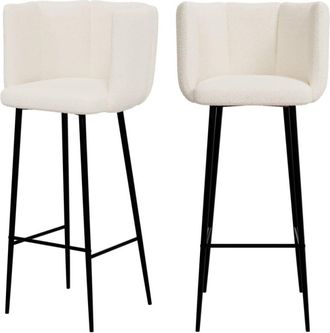 Rendez-Vous Déco Set de 2 sillas de bar de tela rizada beige 75 cm