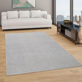 Paco Home Tappeto Pelo Corto Lavabile, Monocolore Semplice e Moderno, div. misure e colori 280x380 cm, Argento - Paco Home