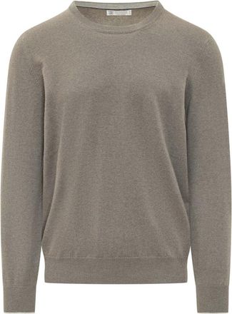 Brunello Cucinelli Taupe Crew Neck Sweater