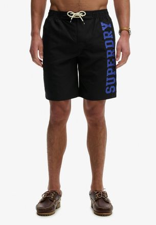 Superdry Badeshorts SUPERDRY LOGO 19 BOARDSHORT, Herren, Gr. XXL, N-Gr, schwarz, Web, Polyester, bedruckt, Badehosen Badeshorts