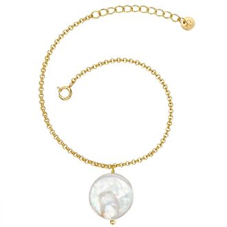 Glanzst&uuml;cke M&uuml;nchen Womens Bracelet sterling silver yellow gold freshwater cultured pearl white - Size 20 cm