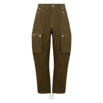 Diesel Cropped Trousers, male, Beige, Size: W32 Cargo pants in khaki color
