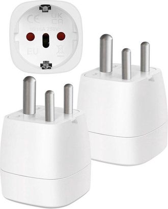 No Brand Adaptador De Enchufe Indio Aplicable [2 Piezas], Accesorios De Adaptador De Viaje, De La Ue A Tipo D, Adaptador De Viaje Para India, Nepal, Sri Lanka,