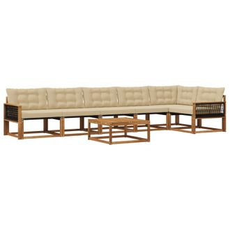vidaXL Conjunto De Sof&aacute;s De Exterior Con Coj&iacute;n 7 Pcs Natural Y Beige Vidaxl