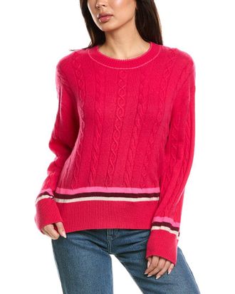 Brodie Varsity Cable Crewneck Cashmere Sweater