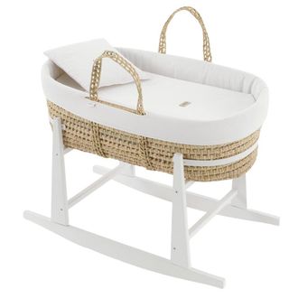 Cambrass Mois&eacute;s de mimbre acolchado + patas lacadas en blanco 39x80x61 cm crema