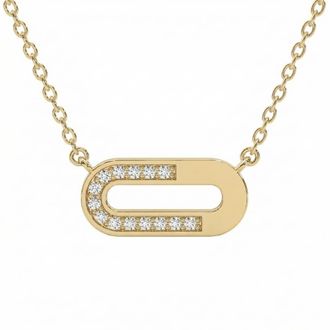 Pompeii3 Diamond Paper Pendant 14k Gold 18 Necklace Lab Grown 1/2 Wide