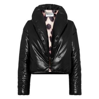 Philipp Plein Silky Leather Biker Jacket Skull&Bones - Dames - Leren en Su&egrave;de Jassen - Zwart - M - Leer - Jassen