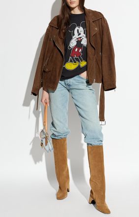 Re/Done Printed T-shirt, Womens, Black