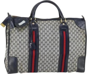 Gucci Pre-owned Weekend Bags, female, Blue, Size: ONE SIZE Pre-owned Canvas Weekend Bag