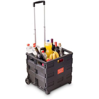 Relaxdays Relaxdays Carrello Portaspesa, Plastica, HxLxB: 39 x 42 x 37 cm, Portata 35 kg, Porta Spesa, Carrellino, Nero, 1