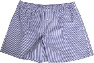 Dolce & Gabbana Mens Blue White Cotton Striped Button Fly Shorts Swimwear And