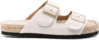 Manebì Nordic double-strap slides - women - Rubber/Canvas/Calf Leather/Jute - 40 - White
