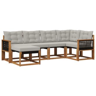 vidaXL Conjunto De Sof&aacute;s De Exterior 6 Pcs Natural Y Gris Claro Vidaxl