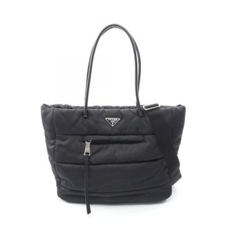 Prada Black Nylon Leather Tote Bag (Pre-Owned)