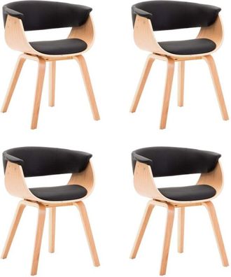 vidaXL Sillas De Comedor 4 Uds Madera Curvada Cuero Sint&eacute;tico Negro Vidaxl