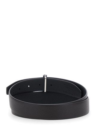 Tom Ford Mens Leather Belt With T Buckle Brown Calf