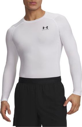 Under Armour HeatGear Compression Long Sleeve Top in White at Nordstrom, Size Xx-Large