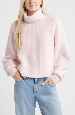 BP. Fuzzy Turtleneck Sweater in Pink Primrose at Nordstrom Rack, Size Large