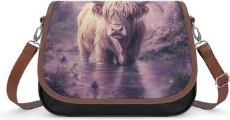 Generic Highland Cow in Forests Small Womens Crossbody Bags Shoulder Handbag with Adjustable Strap for Travel