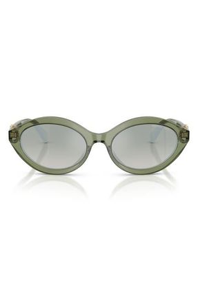 Michael Kors Carlazzo 55mm Oval Sunglasses in Green Transparent /Green at Nordstrom