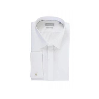 Michael Kors Overhemden, Heren, Wit, M, Katoen, Slim Fit overhemd met knoop op de mouw