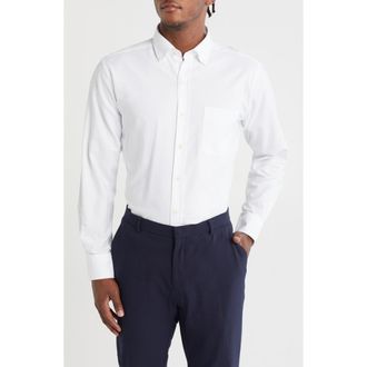 David Donahue Oxford Cotton Button-Down Sport Shirt in White at Nordstrom Rack, Size X-Large