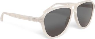 Amiri Unisex Aviator Logo Sunglasses In White Black Silver