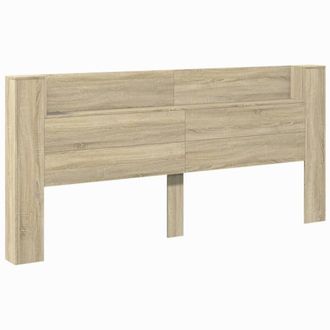 Berkfield Home Headboard Cabinet with LED Sonoma Oak 220x16.5x103.5 cm in Light Tan
