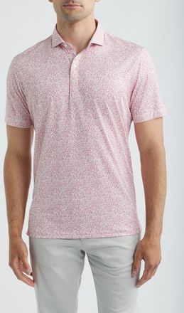 Johnnie-O Watercolors Floral Performance Jersey Polo in Racing Red at Nordstrom, Size Xx-Large