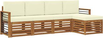 vidaXL Conjunto De Sof&aacute;s De Exterior 5 Uds. Natural Y Crema Vidaxl