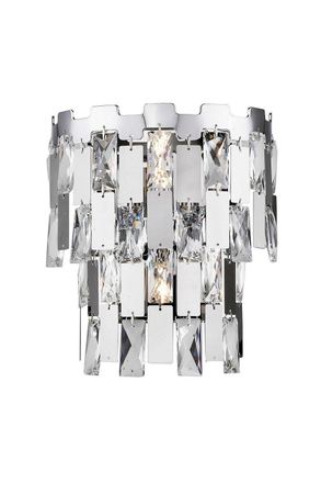 Netlighting Alma 2 Light Wall Lamp Chrome Crystal in Grey