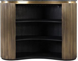 Giner&Colomer Mueble bar con frontal curvo dorado con baldas en el interior
