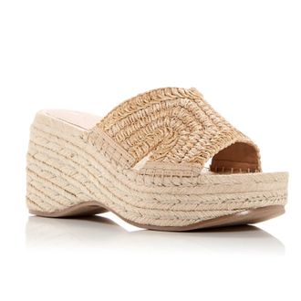 Marc Fisher LTD Zakki Sandals Womens Natural Wedge Heel Espadrille HTAT1053