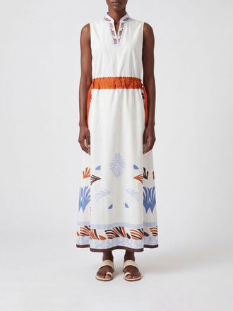 Herno Sleeveless Graphic Print Cotton Midi Tunic with Mandarin Collar