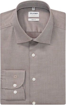 Olymp geprint bruin overhemd katoen slim fit
