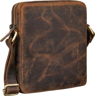 STILORD Zander Small Leather Shoulder Bag Mens Genuine Leather Bag Vintage Messenger Anti Theft Cross-Body Handbag Casual Satchel for Tablet 8 Inches, Colour: