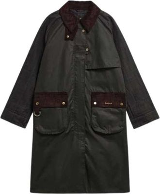 Barbour Kirklees Long Trench - Dames - Trenchcoats - Groen - M - Katoen - Jassen