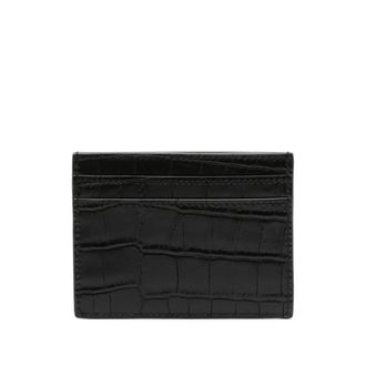 Saint Laurent Crocodile-embossed Leather Cardholder