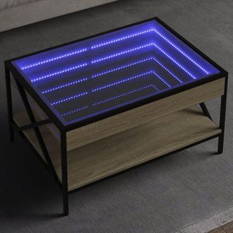 Berkfield Home Coffee Table with Infinity LED Sonoma Oak 70x50x38 cm in Brown | Size: 70 x 50 x 38 cm