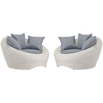 Vente-Unique Poltrone da giardino in resina intrecciata Avorio - Lotto di 2 - WHITEHEAVEN