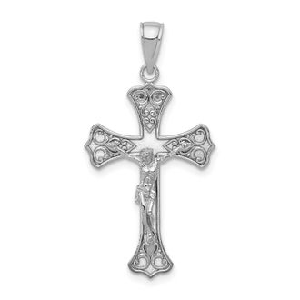 Diamond2Deal 10K White Gold Crucifix Pendant