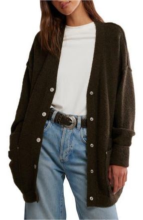 Free People WTF Blazing Snap Front Knit Cardigan in Dark Green at Nordstrom Rack, Size X-Small