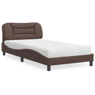 vidaXL Cama Con Colch&oacute;n Cuero Sint&eacute;tico Marr&oacute;n 100x200 Cm Vidaxl