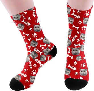 Generic Personalised Socks with Photo Fashion Funny Custom Face Socks Personalised Sock with Dog Pet and Heart Picture Unisex Print Crew Sock Valentines Day G